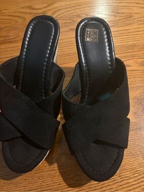 Black Women's Cross-Band Slide Sandals - Unbranded